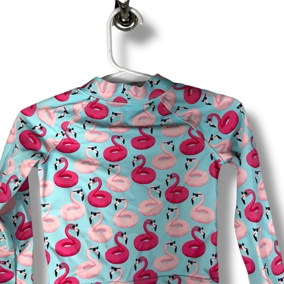 Janie & Jack Long Sleeve Rash Guard, Floaty Flamingo Print, Size 18-24 Months - Picture 10 of 11